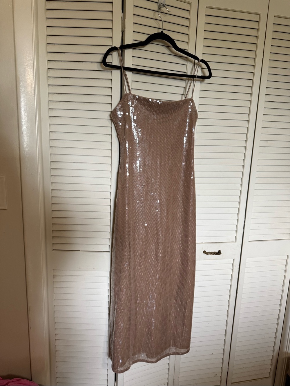Abercrombie & Fitch Sequin Slip Dress in Nude